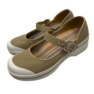 DANSKO Vegan Valerie Mary Janes Shoes Tan Beige Canvas Comfort Shoes 37 US 6.5-7